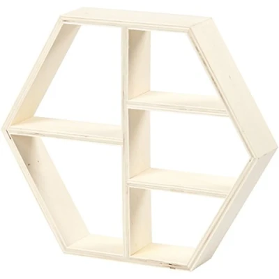 Abbildung von Holzregal, Sechseck, H 25 cm, B 28,5 Sperrholz, 1Stck, Tiefe 5 cm