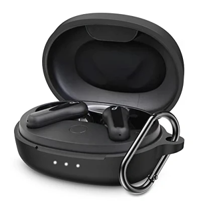 Abbildung von FTRONGRT Schutzhülle für Bluetooth Kopfhörer Anker Soundcore Life P2 Mini Hülle, Kopfhörerhülle aus Silikon, Stoßfest, Tragetasche Kompatibel mit Mini.Schwarz