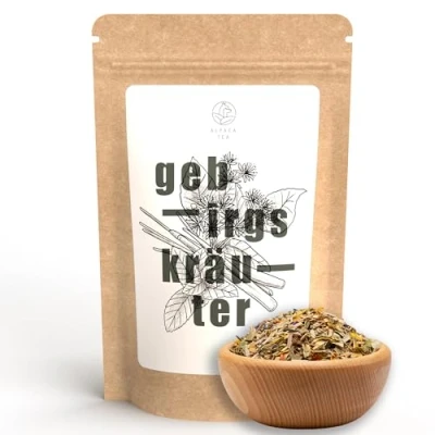 Abbildung von Alpaca Tea lose Kräuterteemischung wiederverschließbar (Gebirgskräuter, 100g)