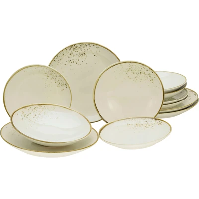 Abbildung von CreaTable Teller Set &quot;Nature Collection Natural Living&quot;, (Set, 12 tlg.), Reaktivglasur mit Sprenkeln, jedes Stück ein Unikat