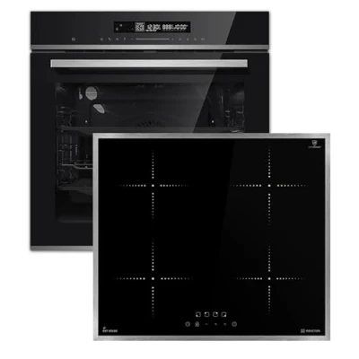 Abbildung von Autarkes Herdset: 60cm Einbaubackofen EB8017ED + 59cm Induktionskochfeld IH85900ED Katalyse Pizzafunktion Grill Umluft Heißluft Automatik Timer SET8017IH859ED