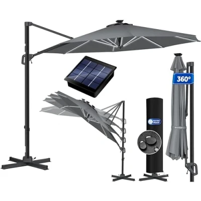 Abbildung von KESSER Ampelschirm, Sonnenschirm Ampelschirm SUN Rund XL Ø330 cm inkl. Abdeckung