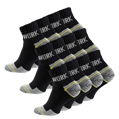 Abbildung von 12 Paar Herren Kurzschaft Arbeitssocken Robuste Atmungsaktive Work Socks Berufssocken, Gr. 43 46