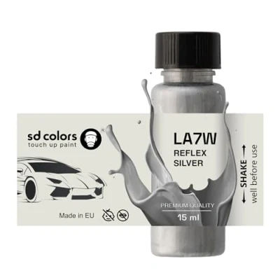 Abbildung von SD COLORS Reflex Silver LA7W Lackreparaturfarbe, 15 ML, Reparatur Pinsel, Farbcode LA7W, Reflexsilber (Farbe)