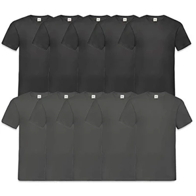 Abbildung von Fruit of the Loom 10 T Shirts V Neck M L XL XXL 3XL 4XL 5XL Ausschnitt Diverse Farben HL Kauf (L, 5Schwarz5Anthrazit)