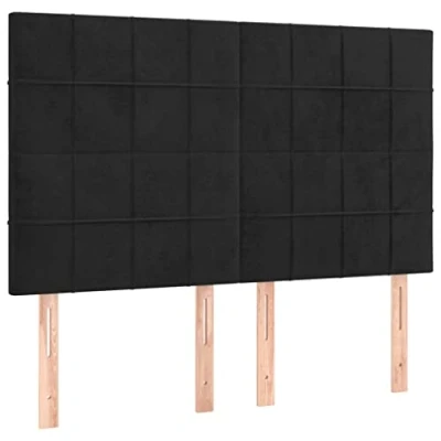 Abbildung von vidaXL 4X Kopfteil Polsterkopfteil Bettkopfteil Bettgestell für Bett Betthaupt Bettrahmen Schlafzimmer Bettzubehör Schwarz 72x5x78/88cm Samt