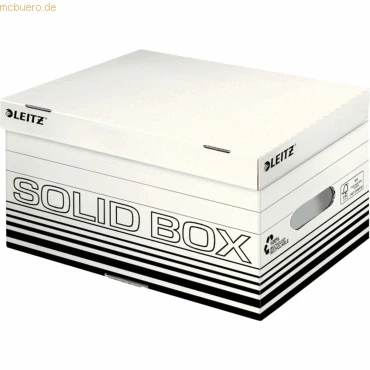 Abbildung von Leitz Solid Box Aufbewahrungs und Transport Schachtel, Größe S, Schachtel für A4 Ordner, Zeitschriften mehr, Transportbox mit Deckel, 100 % geriffelter Recyclingkarton, 10 Stück, Weiß, 61170001