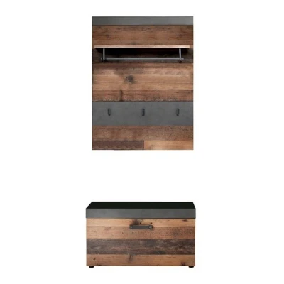 Abbildung von trendteam Garderoben Set Indy, (Flurgarderobe in Used Wood Vintage, 2 teilig), Breite 80 cm