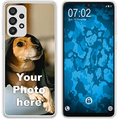 Abbildung von PhoneNatic personalisierte Handyhülle für Galaxy A33 5G Custom Case in Clear zum selbst gestalten mit eigenem Foto Bild Text individuell