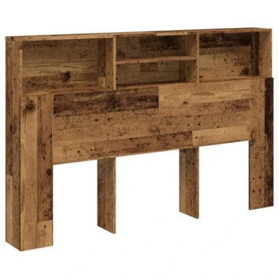 Abbildung von vidaXL Kopfteil, Bettkopfteil mit Stauraum, Schlafzimmer Kopfteil Regal Wand Betthaupt, Altholz Optik 160x19x103,5cm Holzwerkstoff
