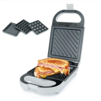 Abbildung von KORONA 3 in 1 Sandwichmaker 47020, Single Sandwichmaker, wchselbare Plattensets, Waffeleisen, weiß