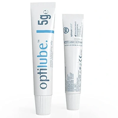 Abbildung von OptiLube Tuben (x1) Steriles Gleitgel in 5g, 42g, 82g und 113g Tuben, wasserlöslich mit einfacher Klappkappe