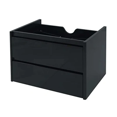Abbildung von Mendler Waschbeckenunterschrank HWC B19, Waschtischunterschrank Waschtisch Badezimmer, Hochglanz Soft Close 50x60cm schwarz