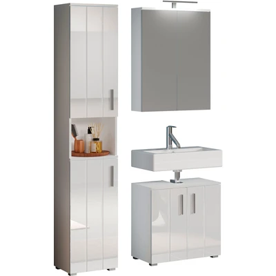 Abbildung von welltime Badezimmer Set &quot;Prag&quot;, (Set, 3 St.), Hochschrank, Waschbeckenunterschrank &amp; Spiegelschrank