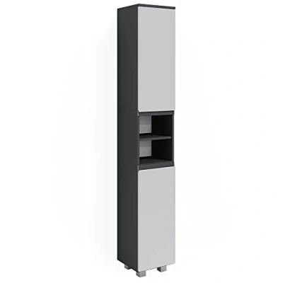Abbildung von Vicco Hochschrank J Shape, Weiß/Anthrazit, 30 x 190 cm