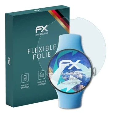 Abbildung von atFoliX Schutzfolie kompatibel mit Google Pixel Watch 2 Folie, ultraklare und flexible FX Displayschutzfolie (3X)