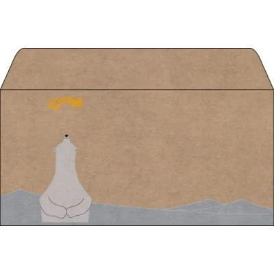 Abbildung von SIGEL DU260 Briefumschläge Weihnachten gummiert, DIN lang, Kraftpapier, 25 Stück, &quot;Polar bear with shooting star&quot;, aus nachhaltigem Papier