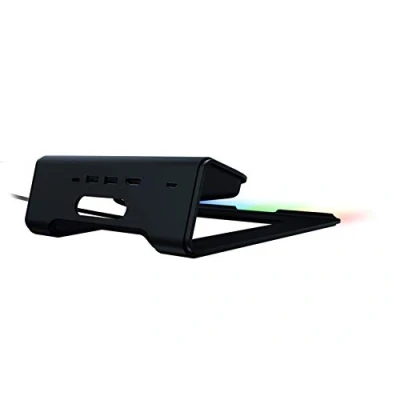 Abbildung von Razer Laptopständer Chroma V2: anpassbare RGB Beleuchtung ergonomisches Design eloxierte Aluminiumkonstruktion 4 x USB C Hub Mattschwarz