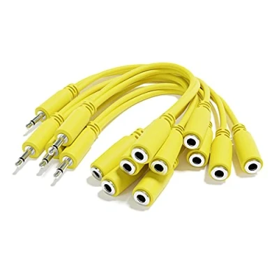 Abbildung von ExcelValley 5 Pack Mono Splitter Y Patchkabel TS 3,5mm 1/8&quot; Eurorack Synth Synthesizer [Gelb]