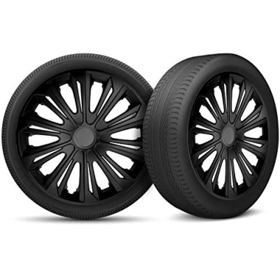 Abbildung von Auto Radkappen Radzierblenden 4er Set passend für alle Stahlfelgen Einstellbarer Sicherungsring 16 Zoll Glanzlos Schwarz