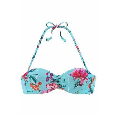 Abbildung von Sunseeker Bandeau Bikinitop, Damen, Größe: 44xD, Hellblau bedruckt