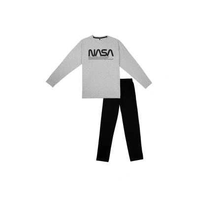 Abbildung von United Labels NASA Langarm Nachtwäsche Set, Herren, Größe: Large, Schwarz grau