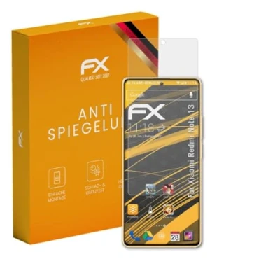 Abbildung von atFoliX Panzerfolie kompatibel mit Xiaomi Redmi Note 13 Schutzfolie, entspiegelnde und stoßdämpfende FX Folie (3X)