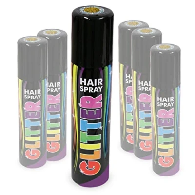 Abbildung von KarnevalsTeufel Hairspray Glitter in verschiedenen Farben buntes Haarspray mit Glitzer Haarschmuck farbig (Gold)
