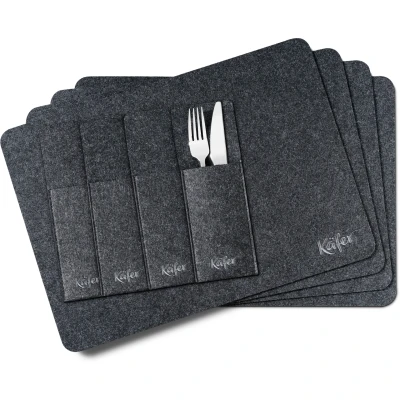 Abbildung von Käfer Platzset, (Set, 4 Platzdecken, Bestecktaschen, Untersetzer), 12 teilig, 100% PES Filz