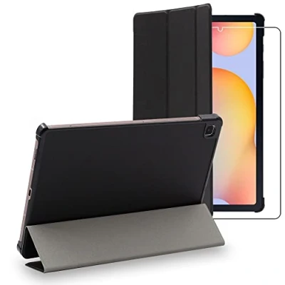 Abbildung von ebestStar Hülle für Samsung Galaxy Tab S6 Lite 10.4 P610, P615 (2022, 2020), Slim Smart Cover (Ultra Dünn), Schutzhülle Etui, Ständer Case Cover, Schwarz + Panzer Schutz Glas