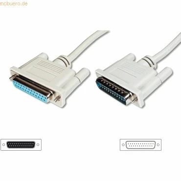 Abbildung von DIGITUS Paralleles Anschluss Kabel D Sub 25 zu Stecker Buchse 5.0m Verlängerungskabel Beige