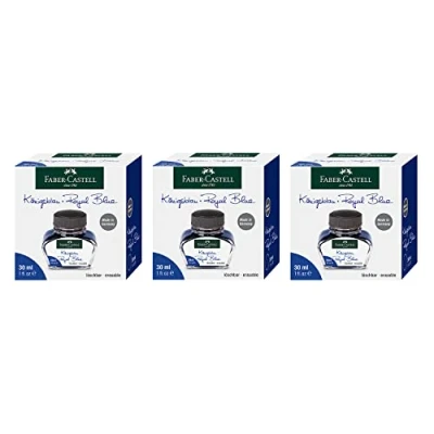 Abbildung von FABER CASTELL 205033 Tintenfass Königsblau, 3 Stück je 30 ml, löschbar und auswaschbar