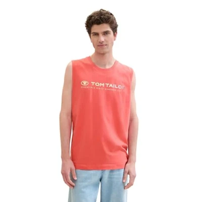 Abbildung von TOM TAILOR Herren Basic Tanktop mit Logo Print, flamingo flower, S