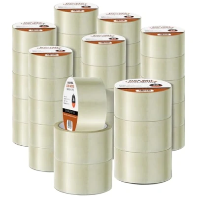 Abbildung von K MART Verpackungsklebebandrolle 48 mm x 66 m, geräuscharm, stark klebend, transparentes Paketklebeband für Kartonverpackungen, Umzug Ideal Klebebandspender (transparent, 36er Packung)