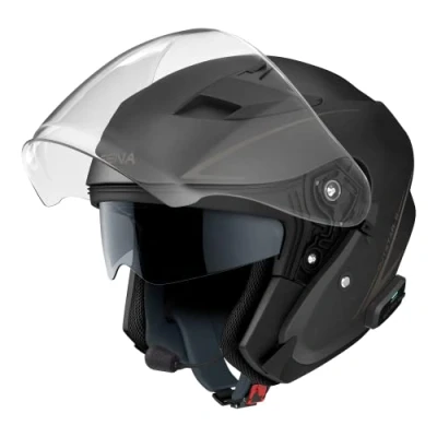 Abbildung von Sena Outstar S Smart Jethelm mit integrierter Bluetooth Intercom &amp; Smartphone Konnektivität (Schwarz, M)