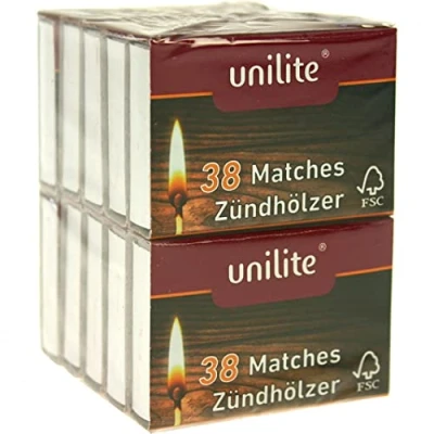 Abbildung von Unilite Zündhölzer/Streichhölzer im 10er Pack a 38st (1 x 380 Zündhölzer)