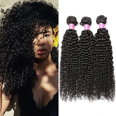 Abbildung von RICHAIR Human Hair Bundles, Curly Wave 3 22 Inches (55.88 cm), Brazilian Kinky Hair, Virgin 50g/Bundle (Total 150g)