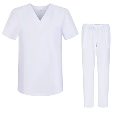 Abbildung von MISEMIYA Unisex Schrubb Set Medizinische Uniform mit Oberteil und Hose Ref.G713 6802 Medium, Weiß 68