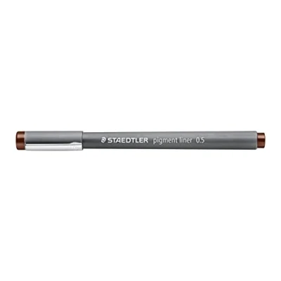Abbildung von STAEDTLER pigment liner, braun, Linienbreite 0,5 mm, dokumentenechte Pigmenttinte, lange Metallspitze, Lebensdauer, 10 Fineliner im Kartonetui, 308 05 76