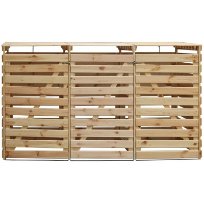 Abbildung von promadino Mülltonnenbox Vario V, für 3 x 240 l, holzfarben