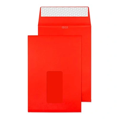 Abbildung von Blake Creative Colour 6061W FAlten Versandtasche Haftklebung Mit Fenster Pillar Box Rot C5 229 x 162 25 mm 120 g/m² 125 Stück