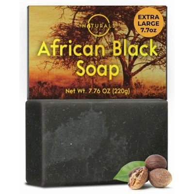 Abbildung von O Naturals Afrikanische Schwarze Reinigungsseife Reich an Afrikanischer Sheabutter, Hilft bei zu Akne Neigender Haut, Natürliche Seife für Männer &amp; Frauen, Feuchtigkeitsspendende Gesichtsseife