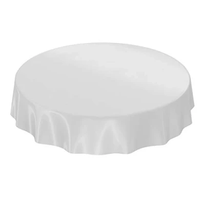 Abbildung von ANRO Wachstuchtischdecke Wachstischdecke Tischdecke abwaschbar Uni Glänzend Hellgrau Schnittkante Rund 140cm