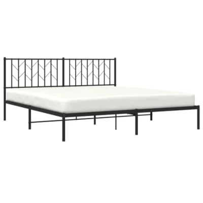 Abbildung von vidaXL Bettgestell mit Kopfteil, Bett Rückenunterstützung, Bettrahmen Lattenrost Metallfüßen, Doppelbett Gästebett Metallbett, Metall Schwarz 183x213cm