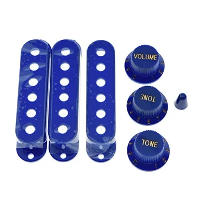 Abbildung von KAISH Blaue ST Strat Pickup Abdeckungen Knöpfe und 5 Wege Schalter Spitze
