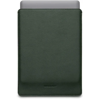 Abbildung von WOOLNUT lederhülle für MacBook Air 15 Laden in der Hülle Vollnarbenleder, Innenseite aus Wollfilz perfekte Passform skandinavisches Design, kompatibel mit Apple Zoll Grün