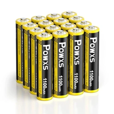 Abbildung von POWXS AAA Wiederaufladbar Batterien 1100mAh 16 Stück, Micro Akku 1,2V NiMH, Vorgeladene geringe Selbstentladung
