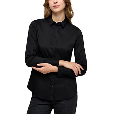 Abbildung von ETERNA Fitted Bluse Langarm Performance Hemdkragen Stretch schwarz Gr. 34