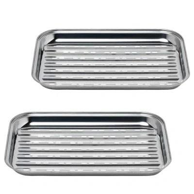 Abbildung von GOURMEO BBQ Grillschalen 2er Set Edelstahl Grillkorb Grillschale Für den Aussenbereich Zubehör Schale Gemüse Fisch oder Fleisch Gasgrill und Alle Anderen Grills
