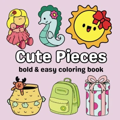 Abbildung von Cute Pieces: Bold and Easy Pieces Coloring Book for Kids Adults , 40 Relaxing Stress Relieving Designs